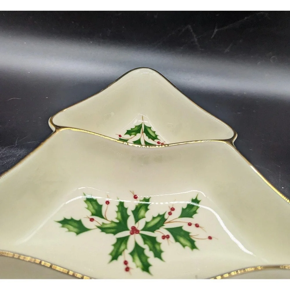 LENOX HOLIDAY Dimension DIVIDED TREE 3 PART DISH Snack Serving Relish